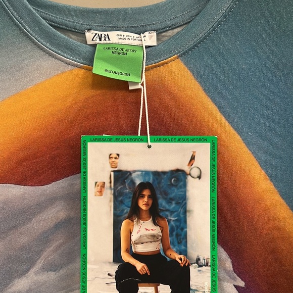 Zara Artistic Graphic Short Sleeve Tee x Larissa De Jesus Negron Size Small NWT - Picture 7 of 7